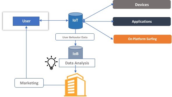 flow chart how IoT and IoB are interlinked